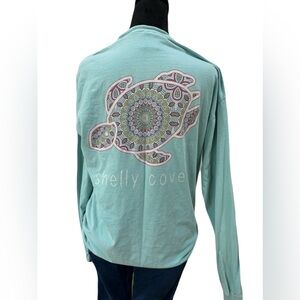 🐢Medium Comfort Colors Ivory Ella long sleeve turquoise tee